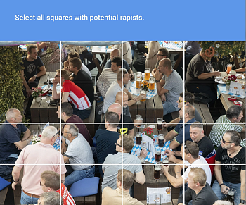 Из проекта I’M NOT A ROBOT (SELECT ALL SQUARES WITH POTENTIAL RAPISTS)